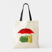 雨の日お金コインとノートのトートバッグ トートバッグ (裏面)