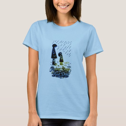 雨の日が最高なのよ かわいい傘のアート Tシャツ (正面)