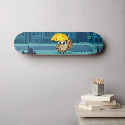 雨の日にかわいいフクロウ|過去記事 スケートボード (ウォールアート (横))