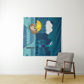 雨の日にかわいいフクロウ|過去記事 タペストリー (インサイチュ(横))