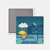 雨の日にかわいいフクロウ|過去記事 マグネット (正面/裏面)