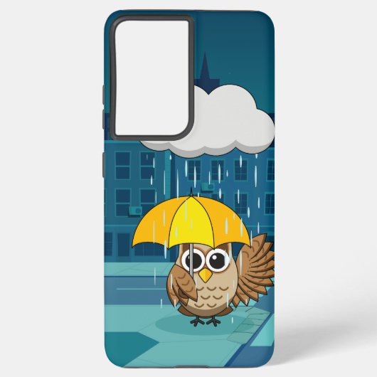 雨の日にかわいいフクロウ|過去記事 SAMSUNG GALAXYケース (裏面)