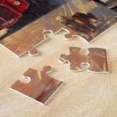 雨の日にロンドン赤バスウェストミンスター ジグソーパズル (側面)