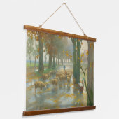 雨の日に羊飼いの羊の群れ 吊り下げ型タペストリー (傾斜あり)