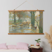 雨の日に羊飼いの羊の群れ 吊り下げ型タペストリー (寝室)