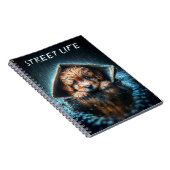 雨の日に青い目をしたかわいい小型犬アート ノートブック (右側)