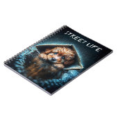 雨の日に青い目をしたかわいい小型犬アート ノートブック (左側)