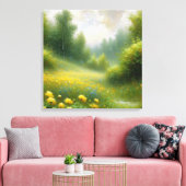 雨の日に黄色い花 キャンバスプリント (インサイチュ (リビング))