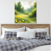 雨の日に黄色い花 キャンバスプリント (インサイチュ (寝室))