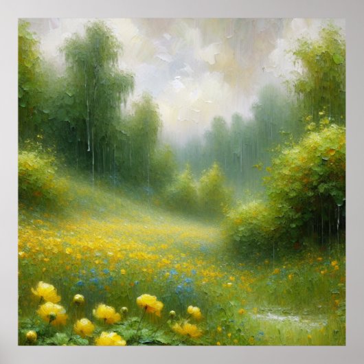 雨の日に黄色い花 ポスター (正面)