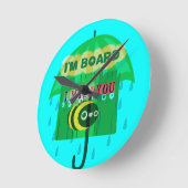 雨の日のおもしろい: A Bee's Perspective.「僕は船に乗っている」 ラウンド壁時計 (傾斜)