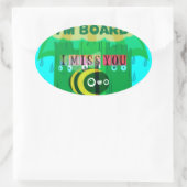 雨の日のおもしろい: A Bee's Perspective.「僕は船に乗っている」 楕円形シール (バッグ)