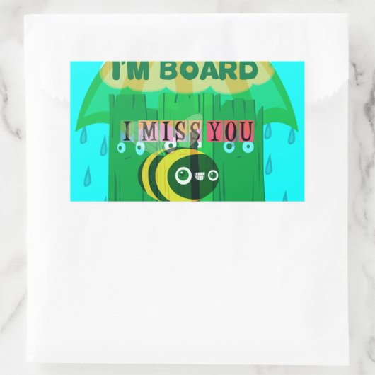 雨の日のおもしろい: A Bee's Perspective.「僕は船に乗っている」 長方形シール (バッグ)