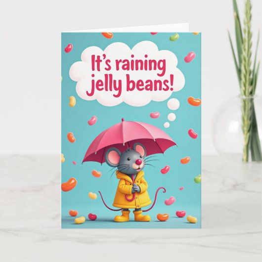 雨の日のお菓子のネズミカード カード (正面)