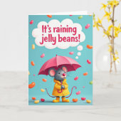 雨の日のお菓子のネズミカード カード (黄色い花)