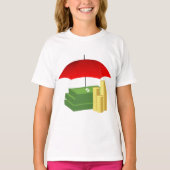雨の日のお金の女の子 Tシャツ (正面)