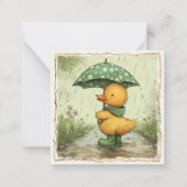 雨の日のまとめ:愛らしいアヒルの挨拶 ノートカード (正面)