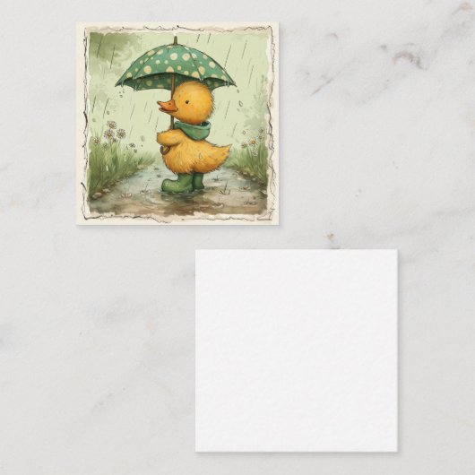 雨の日のまとめ:愛らしいアヒルの挨拶 ノートカード (正面/裏面)