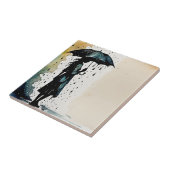 雨の日のエレガンス – 雨の中の女性 タイル (側面)