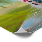 雨の日のカップルの傘絵画の ポスター (角)