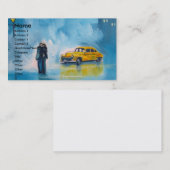 雨の日のカップルの黄色のタクシー 名刺 (正面/裏面)