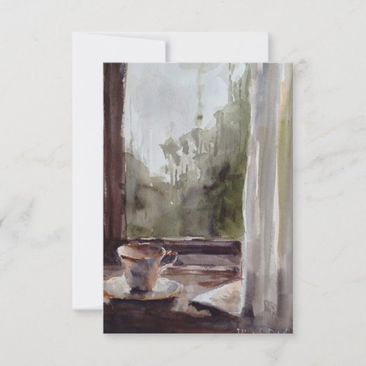 雨の日のカードに入ったお茶 サンキューカード (正面)