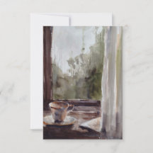 雨の日のカードに入ったお茶