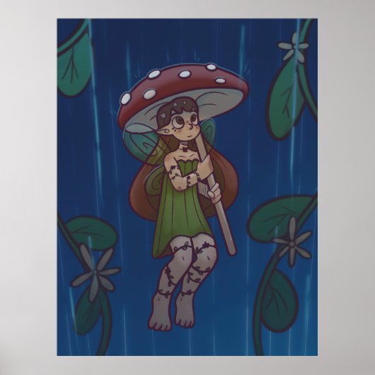 雨の日のキノコの妖精 ポスター (正面)