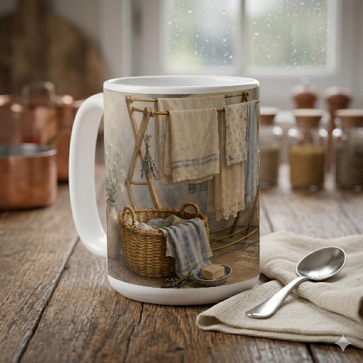 雨の日のコテージのランドリールーム コーヒーマグカップ