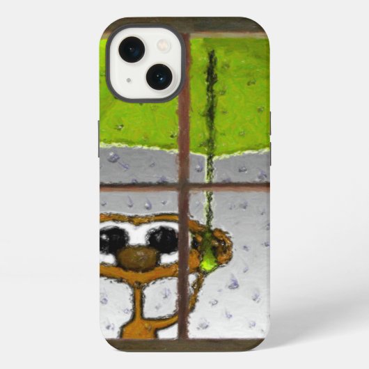 雨の日のサル iPhoneケース (裏面)