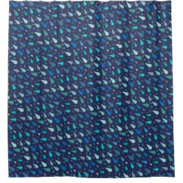 雨の日のパターン（青い雨滴） シャワーカーテン