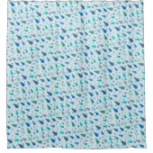 雨の日のパターン（青い雨滴） シャワーカーテン (正面)