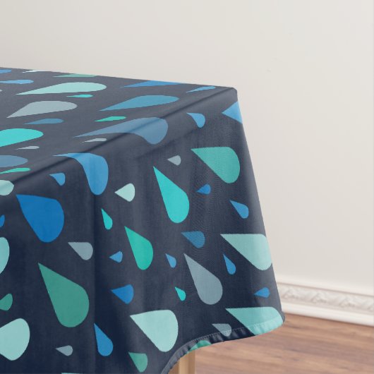 雨の日のパターン（青い雨滴） テーブルクロス (インサイチュ)