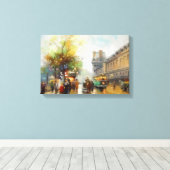 雨の日のパリ。水の色絵画の キャンバスプリント (インサイチュ (ウッドフロア))