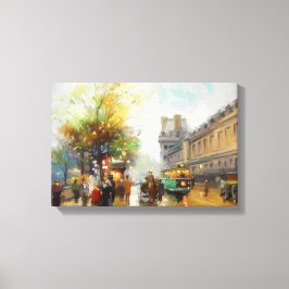 雨の日のパリ。水の色絵画の キャンバスプリント