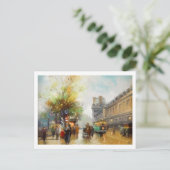 雨の日のパリ 水彩画 ポストカード (スタンド正面)