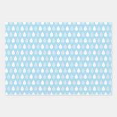 雨の日のブルース雲、傘、雨滴 ラッピングペーパーシート (正面3)