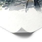 雨の日のヨーロッパの石畳の通り 水彩画 ポスター (角)