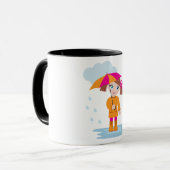 雨の日の傘の女の子 キッズ マグカップ (正面左)