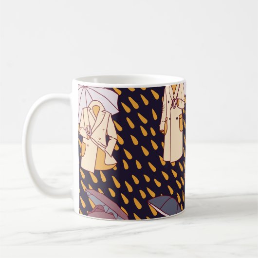 雨の日の冒険:目に見えない傘 コーヒーマグカップ (左)