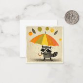 雨の日の反射：アライグマお洒落カード ノートカード (正面/裏面インサイチュ)