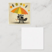 雨の日の反射：アライグマお洒落カード ノートカード (正面/裏面)