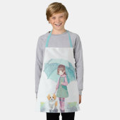 雨の日の小さな女の子 エプロン (着用した状態)