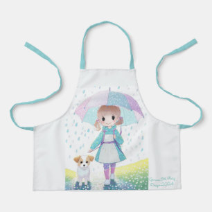雨の日の小さな女の子 エプロン