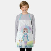 雨の日の小さな女の子 エプロン (着用した状態)