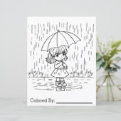 雨の日の小さな女の子 | カラーリングページ (スタンド正面)