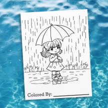 雨の日の小さな女の子 | カラーリングページ