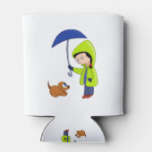 雨の日の少女と犬 缶クーラー (裏面)