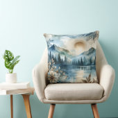 雨の日の水の色マウンテンレイクボー素朴ホ クッション (椅子)