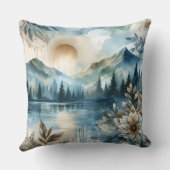 雨の日の水の色マウンテンレイクボー素朴ホ クッション (裏面)